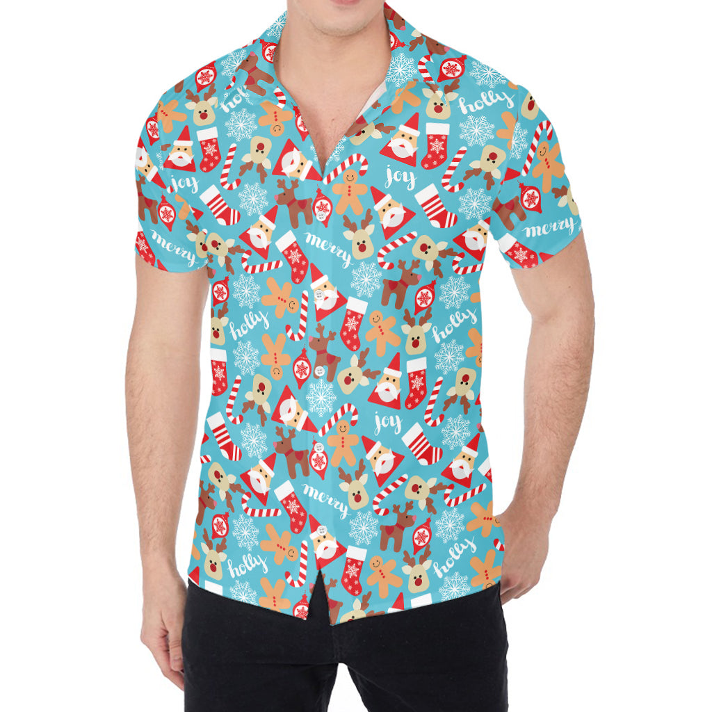 Cute Christmas Elements Pattern Print Men's Shirt