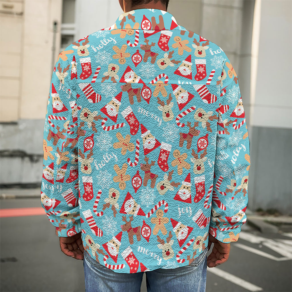 Cute Christmas Elements Pattern Print Men's Shirt Jacket