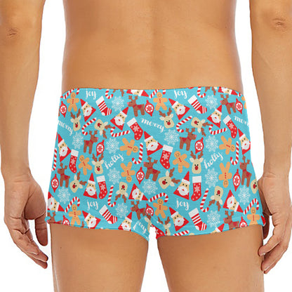 Cute Christmas Elements Pattern Print Men's Short Boxer Briefs