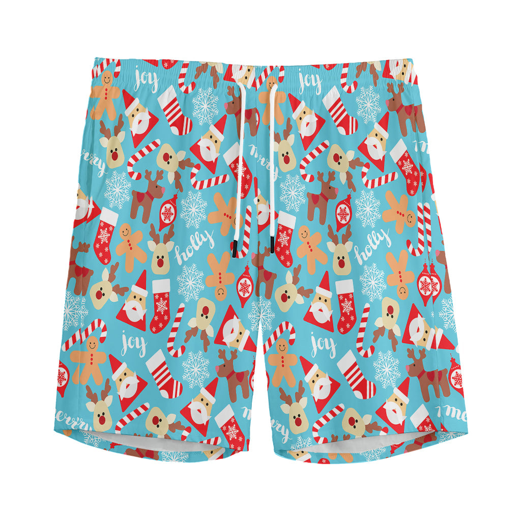 Cute Christmas Elements Pattern Print Men's Sports Shorts