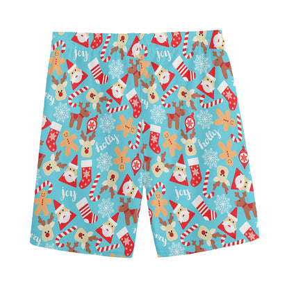 Cute Christmas Elements Pattern Print Men's Sports Shorts