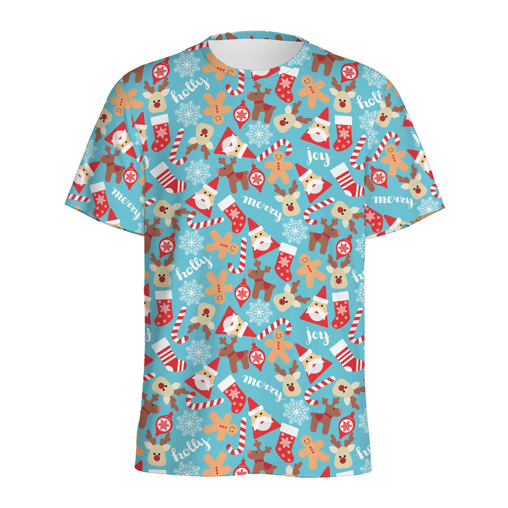 Cute Christmas Elements Pattern Print Men's Sports T-Shirt