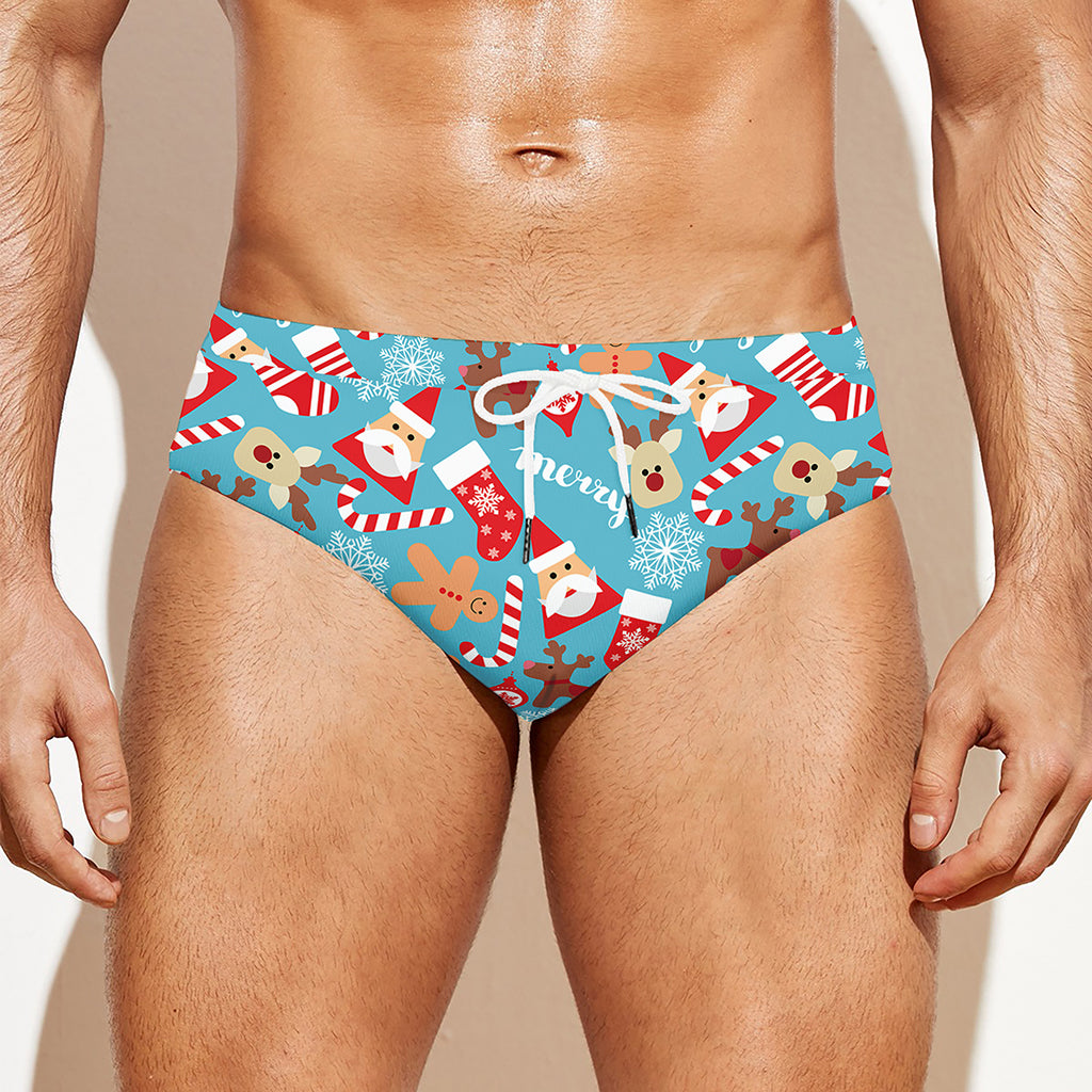 Cute Christmas Elements Pattern Print Men's Swim Briefs