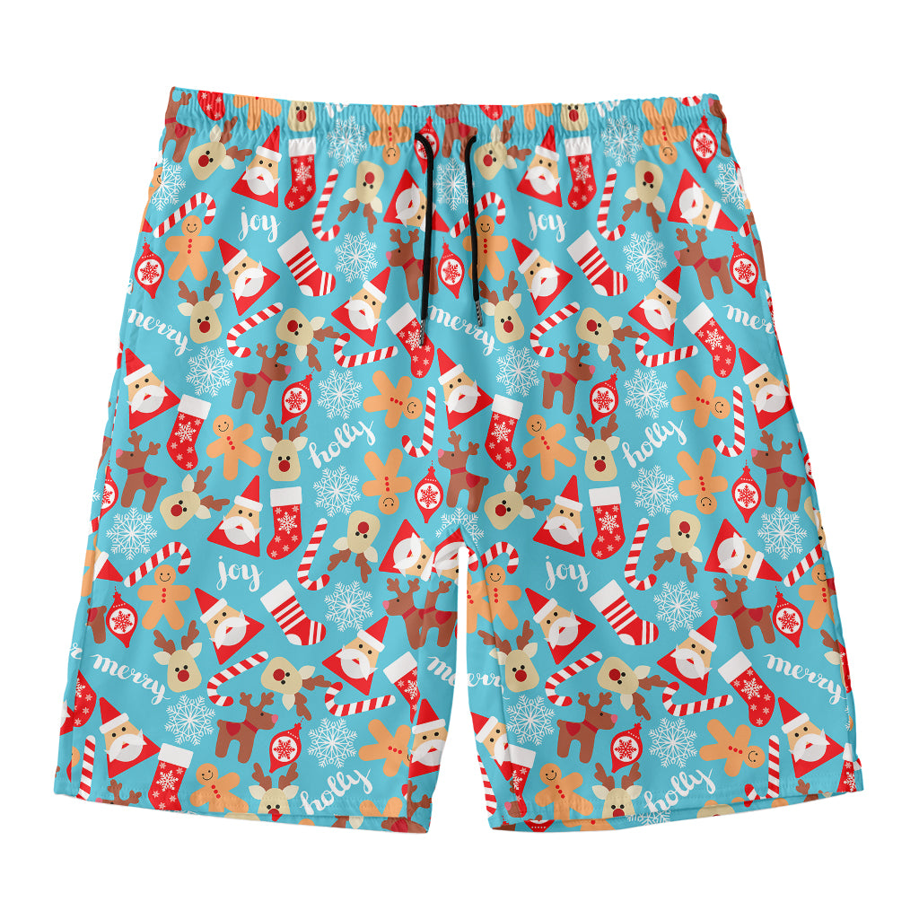 Cute Christmas Elements Pattern Print Men's Swim Trunks