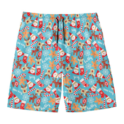 Cute Christmas Elements Pattern Print Men's Swim Trunks