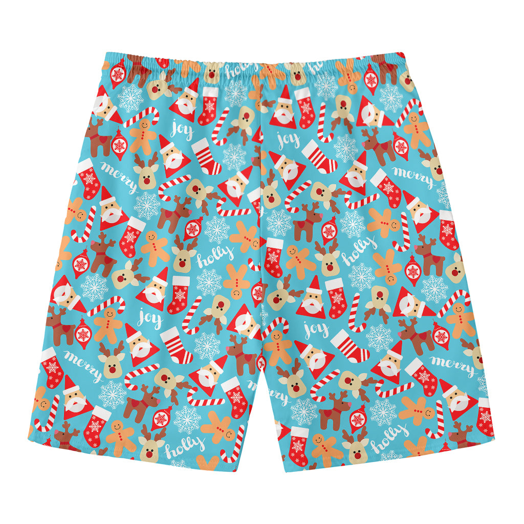 Cute Christmas Elements Pattern Print Men's Swim Trunks