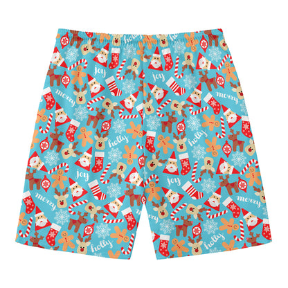 Cute Christmas Elements Pattern Print Men's Swim Trunks