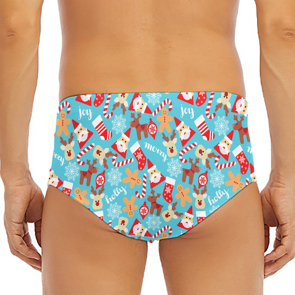 Cute Christmas Elements Pattern Print Men's Triangle Swim Briefs