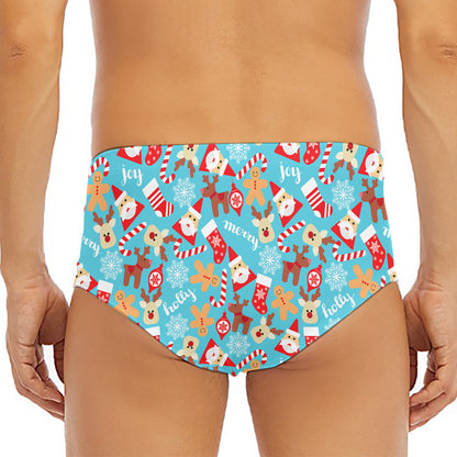 Cute Christmas Elements Pattern Print Men's Triangle Swim Briefs