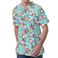 Cute Christmas Elements Pattern Print Men's Velvet T-Shirt