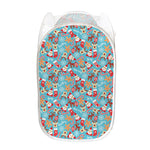 Cute Christmas Elements Pattern Print Mesh Laundry Hamper