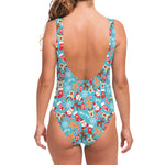 Cute Christmas Elements Pattern Print One Piece Swimsuit