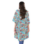 Cute Christmas Elements Pattern Print Open Front Beach Cover Up