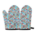 Cute Christmas Elements Pattern Print Oven Mitts