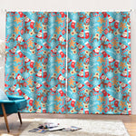 Cute Christmas Elements Pattern Print Pencil Pleat Curtains