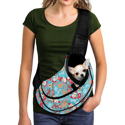 Cute Christmas Elements Pattern Print Pet Sling Carrier