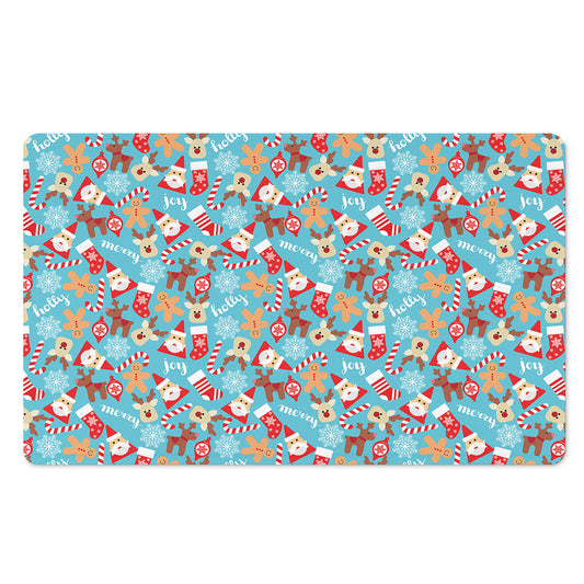 Cute Christmas Elements Pattern Print Polyester Doormat