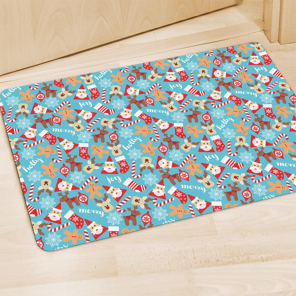 Cute Christmas Elements Pattern Print Polyester Doormat