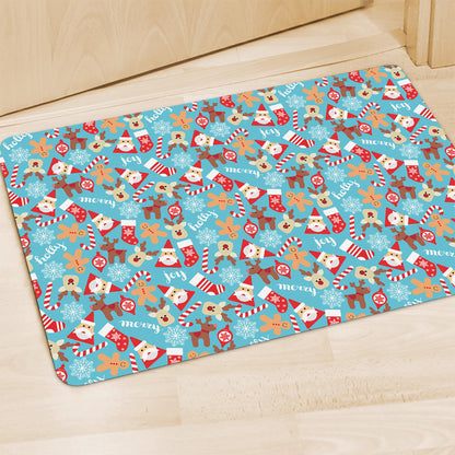 Cute Christmas Elements Pattern Print Polyester Doormat
