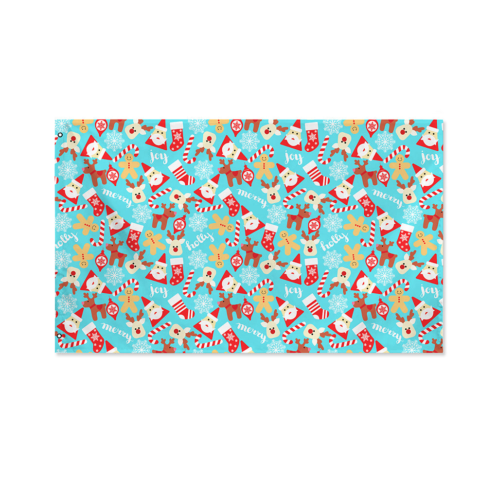 Cute Christmas Elements Pattern Print Polyester Flag