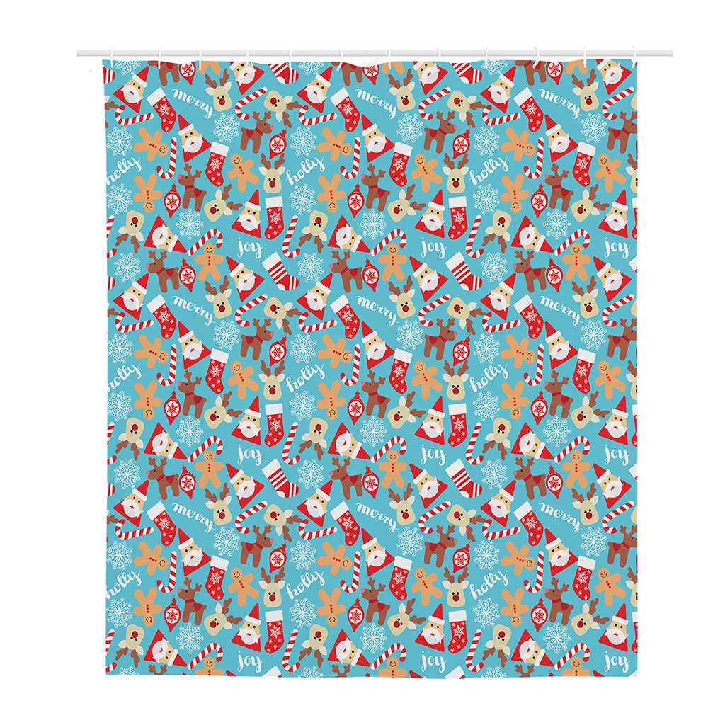 Cute Christmas Elements Pattern Print Polyester Shower Curtain