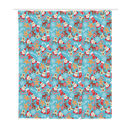 Cute Christmas Elements Pattern Print Polyester Shower Curtain