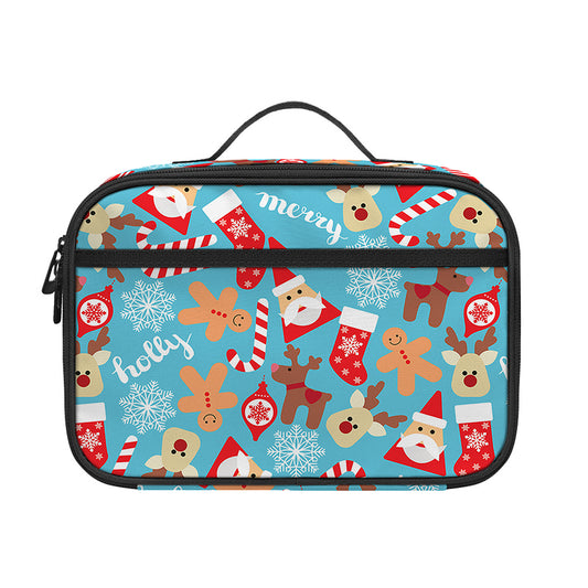 Cute Christmas Elements Pattern Print Portable Lunch Bag