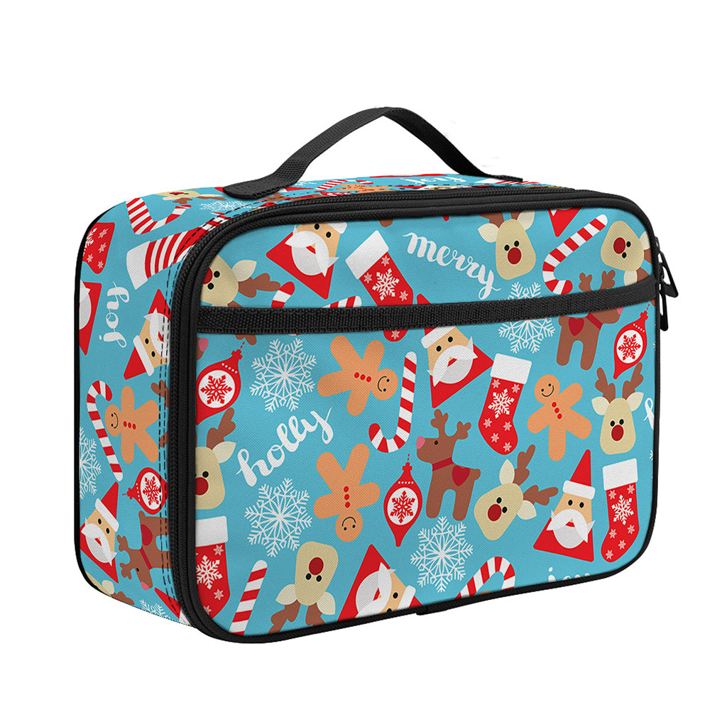 Cute Christmas Elements Pattern Print Portable Lunch Bag