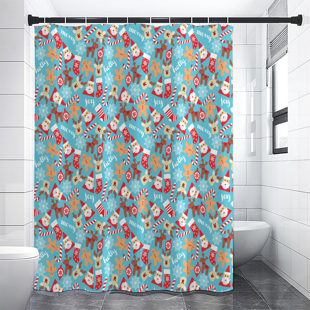 Cute Christmas Elements Pattern Print Premium Shower Curtain