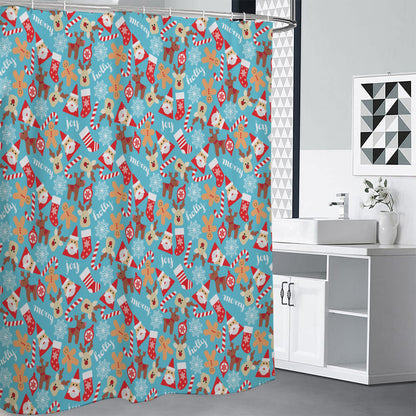 Cute Christmas Elements Pattern Print Premium Shower Curtain