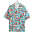 Cute Christmas Elements Pattern Print Rayon Hawaiian Shirt