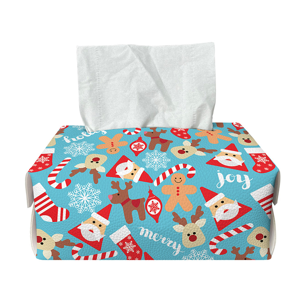 Cute Christmas Elements Pattern Print Rectangle Tissue Box Cover