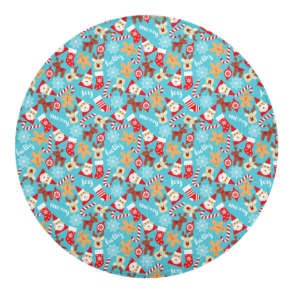 Cute Christmas Elements Pattern Print Round Blanket
