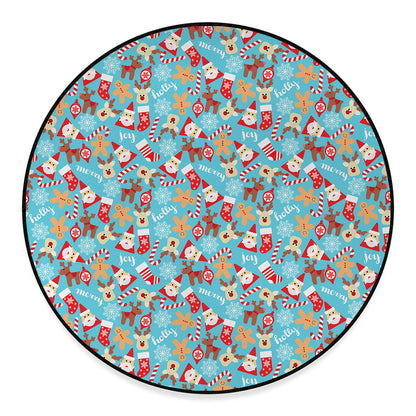 Cute Christmas Elements Pattern Print Round Floor Mat