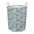 Cute Christmas Elements Pattern Print Round Laundry Basket