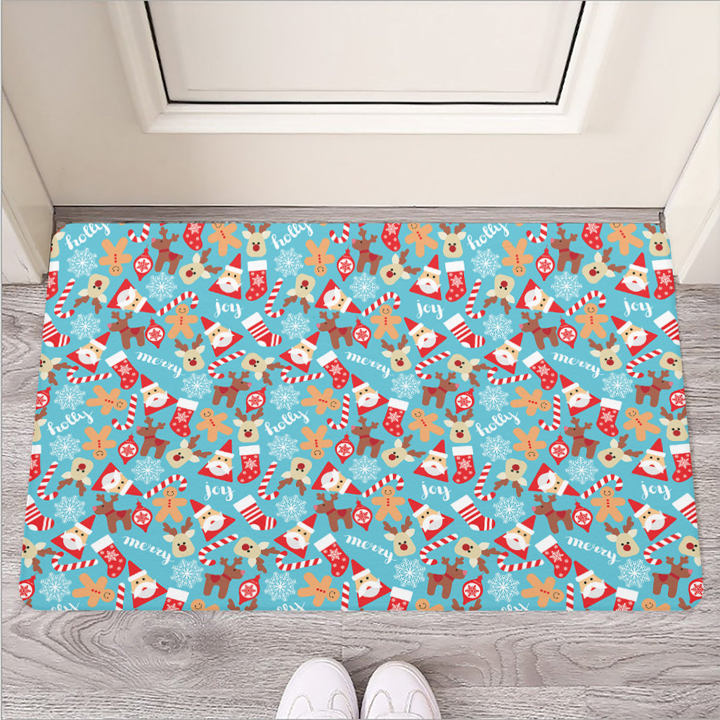 Cute Christmas Elements Pattern Print Rubber Doormat