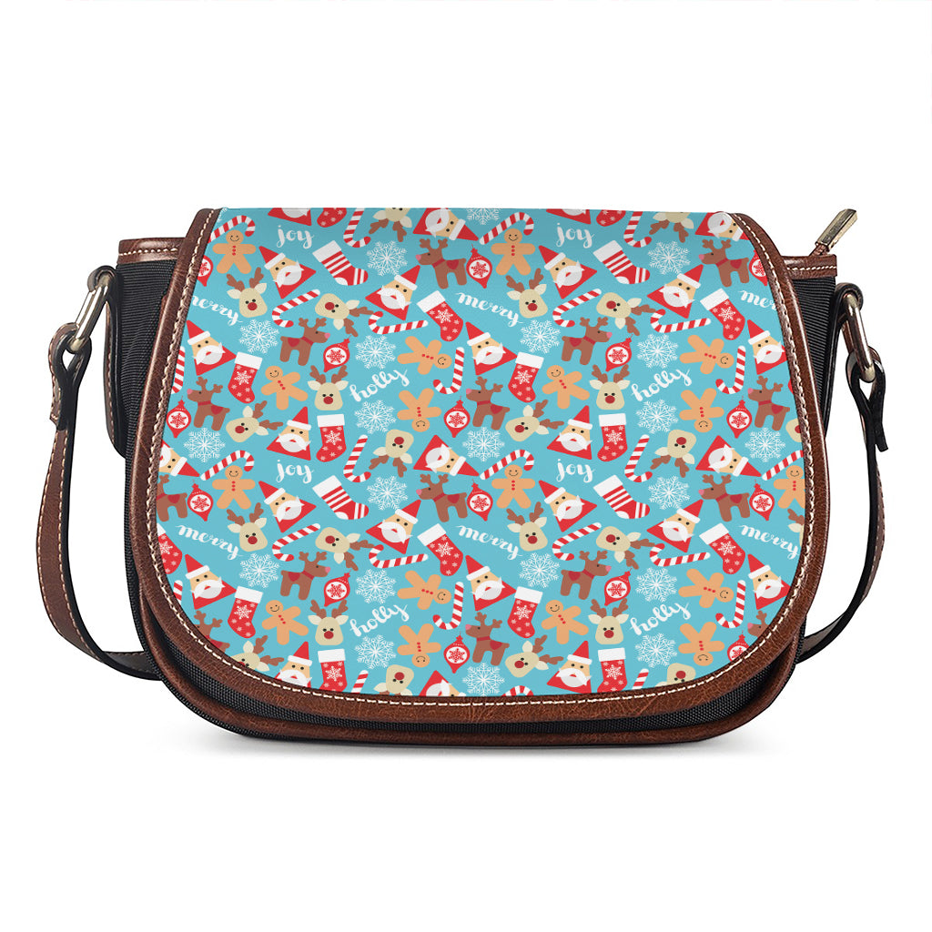 Cute Christmas Elements Pattern Print Saddle Bag
