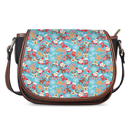 Cute Christmas Elements Pattern Print Saddle Bag