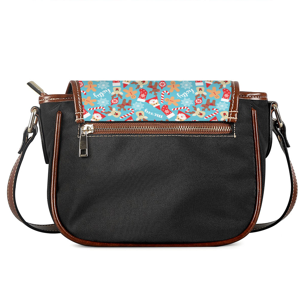 Cute Christmas Elements Pattern Print Saddle Bag