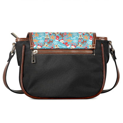 Cute Christmas Elements Pattern Print Saddle Bag