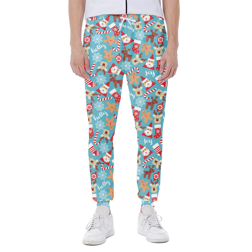 Cute Christmas Elements Pattern Print Scuba Joggers