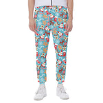 Cute Christmas Elements Pattern Print Scuba Joggers