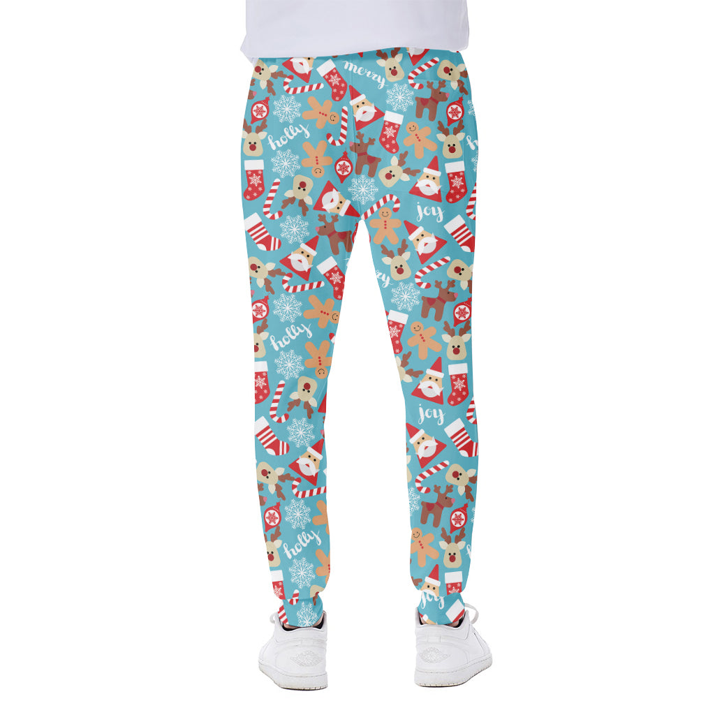 Cute Christmas Elements Pattern Print Scuba Joggers
