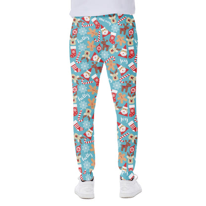 Cute Christmas Elements Pattern Print Scuba Joggers