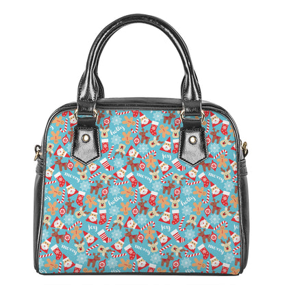 Cute Christmas Elements Pattern Print Shoulder Handbag