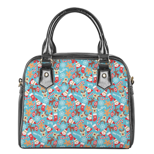 Cute Christmas Elements Pattern Print Shoulder Handbag
