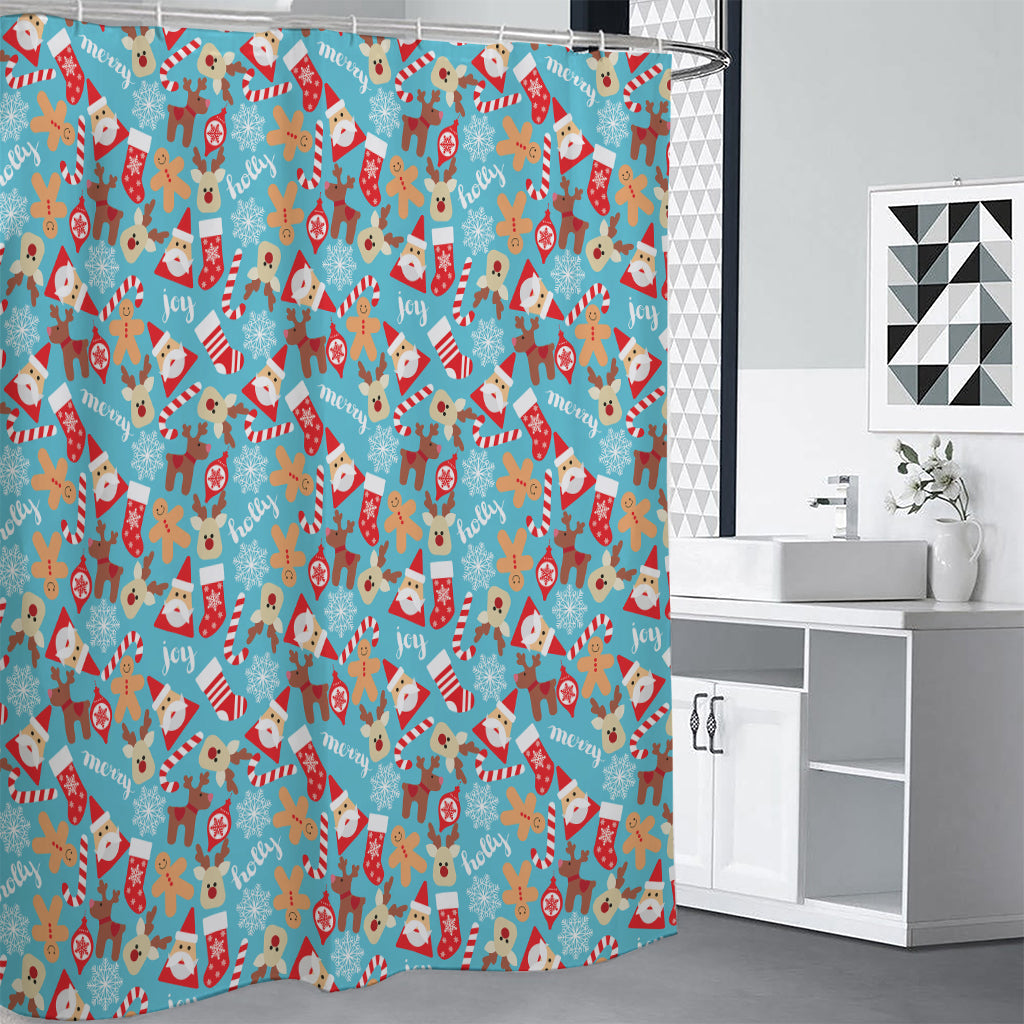 Cute Christmas Elements Pattern Print Shower Curtain