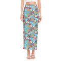 Cute Christmas Elements Pattern Print Side Slit Maxi Skirt