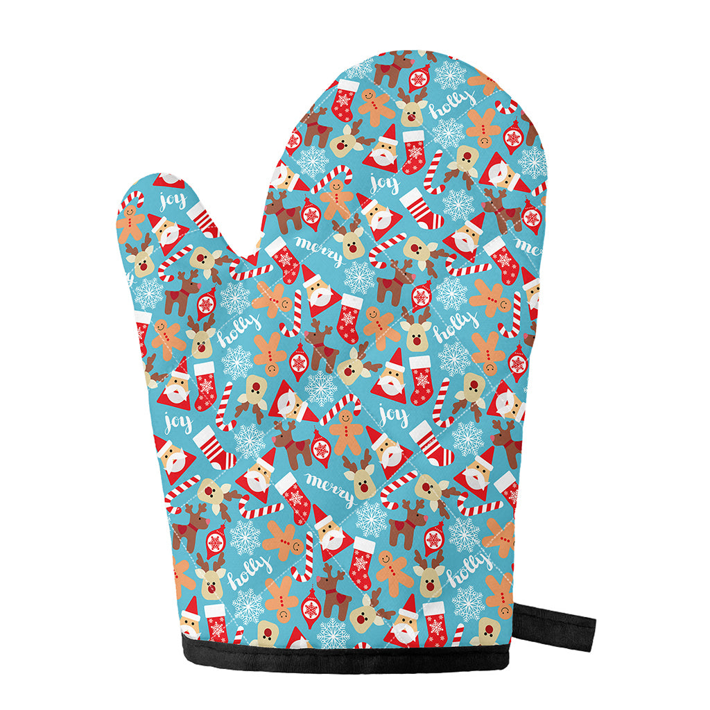Cute Christmas Elements Pattern Print Single Oven Mitt