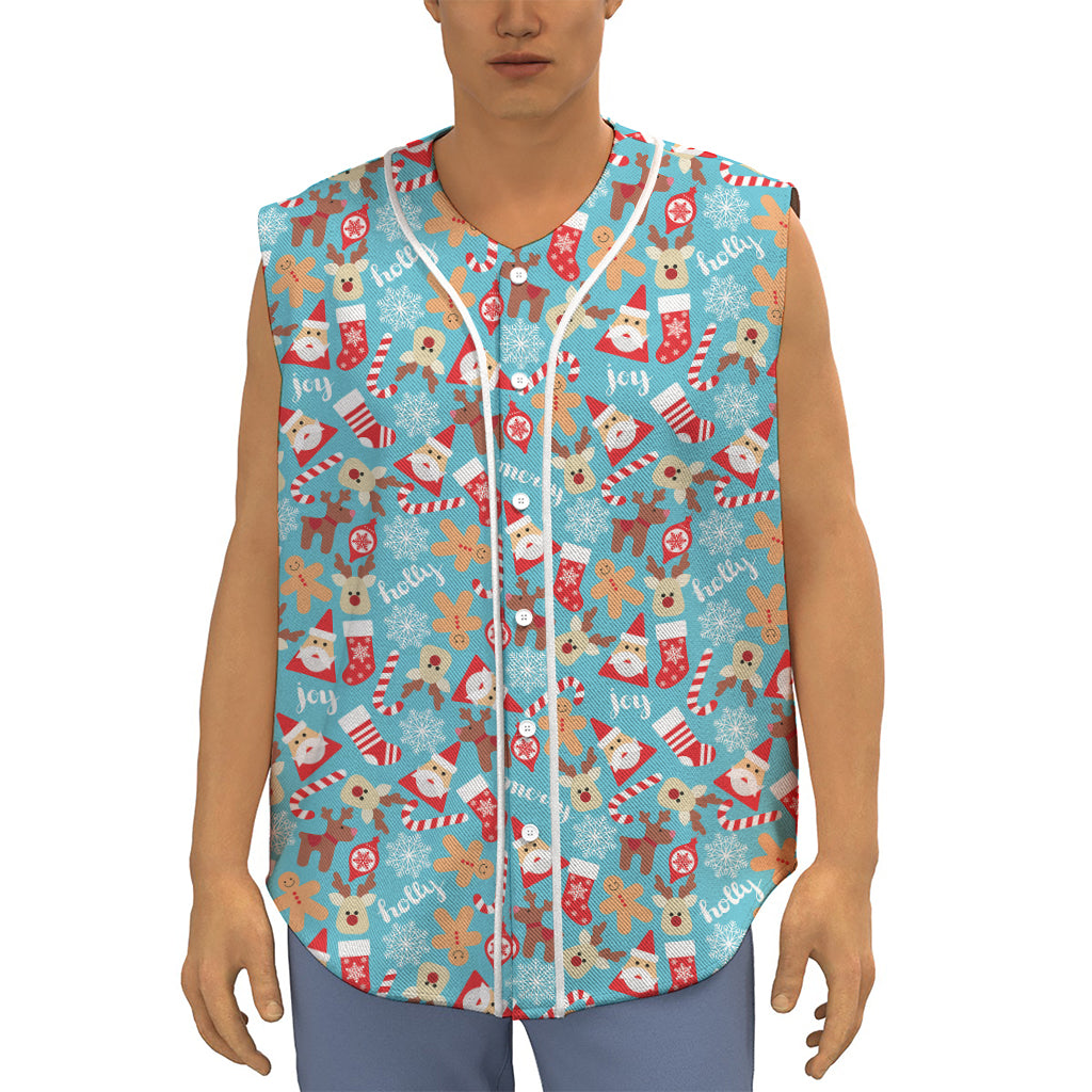 Cute Christmas Elements Pattern Print Sleeveless Baseball Jersey